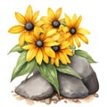 A painting of the Black-Eyed Susan plant. Ai-Generated. Royalty Free Stock Photo