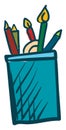 Painting of a blue-colored pencil case vector or color illustration