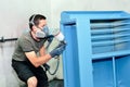 Painting a blue steel vintage dentist cabinet. Real worker, no model