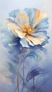 a painting of a blue and yellow flower.Painting Navy Viola, Perfect for Wall Art.