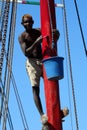 Painting boat mast pole Royalty Free Stock Photo