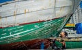 Painting the boat in Sunda Kelapa port, Jakarta Indonesia