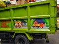 Painting on the body of a special inorganic garbage truck.

Ã¯Â¿Â¼ Royalty Free Stock Photo