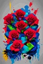 painting of a bouquet of red roses, a digital painting, lyco art, digital illustration