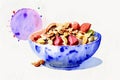 A Painting Of A Bowl Of Fruit And Nuts. Generative AI