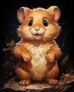 a painting of a brown hamster sitting on a rock. generative ai