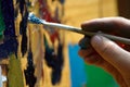 Painting brush in a children's hand