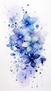 A painting of a bunch of blue flowers