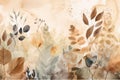 A painting of a bunch of leaves on a wall. Generative AI image. Royalty Free Stock Photo