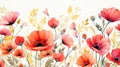 A painting of a bunch of poppies on a white background