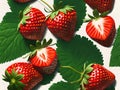 Painting of bunch of strawberries sitting on top of a table Royalty Free Stock Photo