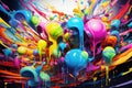 This painting captures a diverse range of colors, creating a vibrant and eye-catching composition, A swirling chaos of vibrant,