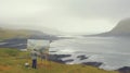 Misty Impressionist Landscape Of Irish Coast With Seaview