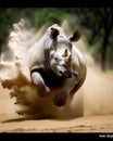 Rhino Running on the Sand