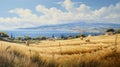 Realistic Oil Painting: Prairie Of An Antique Greek Island
