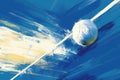 A painting capturing a tennis ball resting on a racket, showcasing the essential elements of a tennis game, A close-up digital