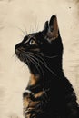 A painting of a cat looking up at something Royalty Free Stock Photo