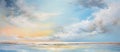 a painting of a cloudy sky over a body of water Royalty Free Stock Photo