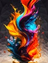 a painting of a colorful bird on a black background, artwork of a phoenix, wallpaper of a phoenix.