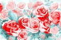 Painting colorful bunch of roses in the garden Royalty Free Stock Photo