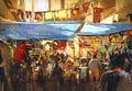 Painting of colorful street market