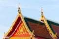 Painting craved front and top roof of budda temple