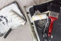 Painting and decorating tools for home improvement and diy projects Royalty Free Stock Photo