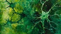 A painting depicting a neural network in shades of green symbolizing the renewed connections and functions regained Royalty Free Stock Photo