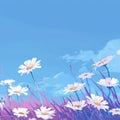 Field of Daisies With Blue Sky Royalty Free Stock Photo