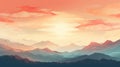 Sunset Over Mountain Range Royalty Free Stock Photo