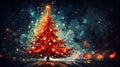 Holiday Greetings - A Painting Of A Christmas Tree Royalty Free Stock Photo