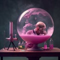 Scientist in a Pink Sphere
