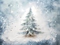 Holiday Greetings - A Painting Of A Tree In Snow Royalty Free Stock Photo