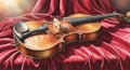 Violin on Red Fabric Still Life Painting Royalty Free Stock Photo