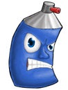 Painting digital color spray cartoon heartless face blue