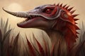 Fantasy evil dragon portrait. Surreal artwork of danger dragon from medieval mythology