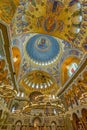 The painting on the dome of the Naval Cathedral of Saint Nicholas in Kronstadt, near Saint-Petersburg, Russia Royalty Free Stock Photo