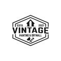 Painting and Drywall in Vintage Retro Emblem Stamp Logo Design Template