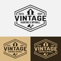 Painting and Drywall in Vintage Retro Emblem Stamp Logo Design Template.