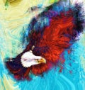 Painting eagle with black feathers on an abstract background , USA Symbols Freedom.