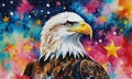 painting eagle with stars in the background Royalty Free Stock Photo