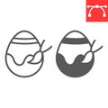 Painting easter egg line and glyph icon, Happy Easter and holiday, easter egg decoration vector icon, vector graphics Royalty Free Stock Photo