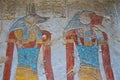 Painting of Egyptian god of Anubis and another god in the Valley of Kings in Luxor, Egypt Royalty Free Stock Photo