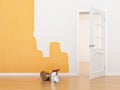 Painting of an empty room. Renovation house. 3D