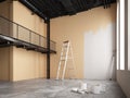 Painting empty room wall in brown color.Concept for home renovation. Royalty Free Stock Photo