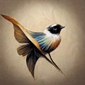 Painting of a fantail bird