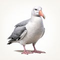 African Grey Painting On White Background With Black-browed Albatross