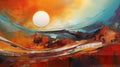 Desert Sunrise: An Abstract Painting Royalty Free Stock Photo