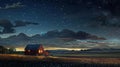 Barn at Night With Stars Royalty Free Stock Photo