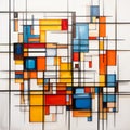 Modern Abstract Painting: Orange, Red, Blue, And Yellow Squares Royalty Free Stock Photo